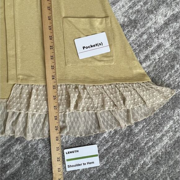 LOGO Lori Goldstein Topper Cardigan Sweater Women Size XS Yellow Hi-Lo Hem - Picture 12 of 16